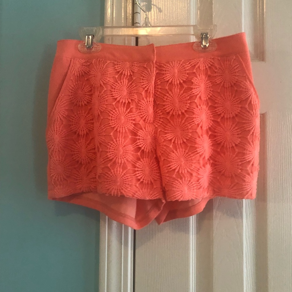 coral soft patterned shorts
